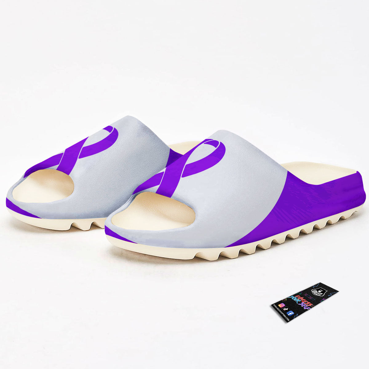 Cancer Awareness Ribbon Purple Print Sandals-grizzshop