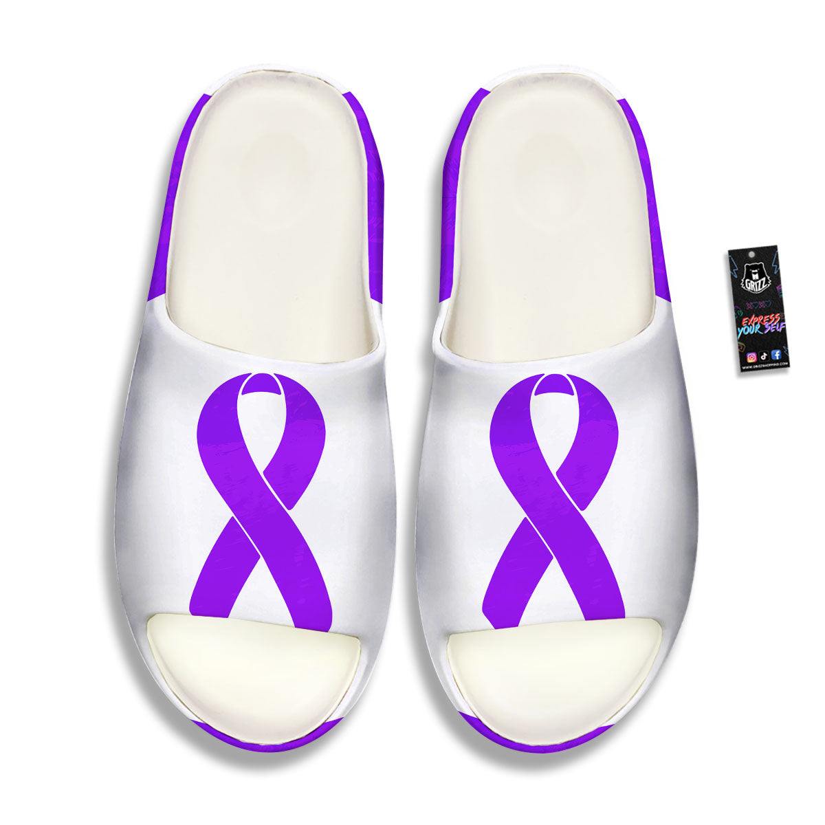 Cancer Awareness Ribbon Purple Print Sandals-grizzshop