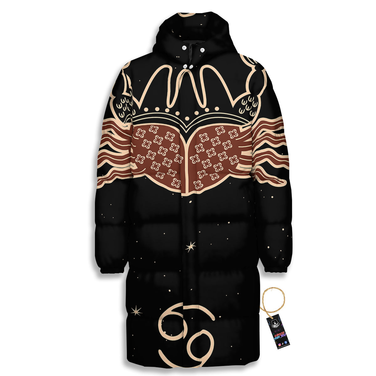 Cancer Constellation Print Long Down Jacket