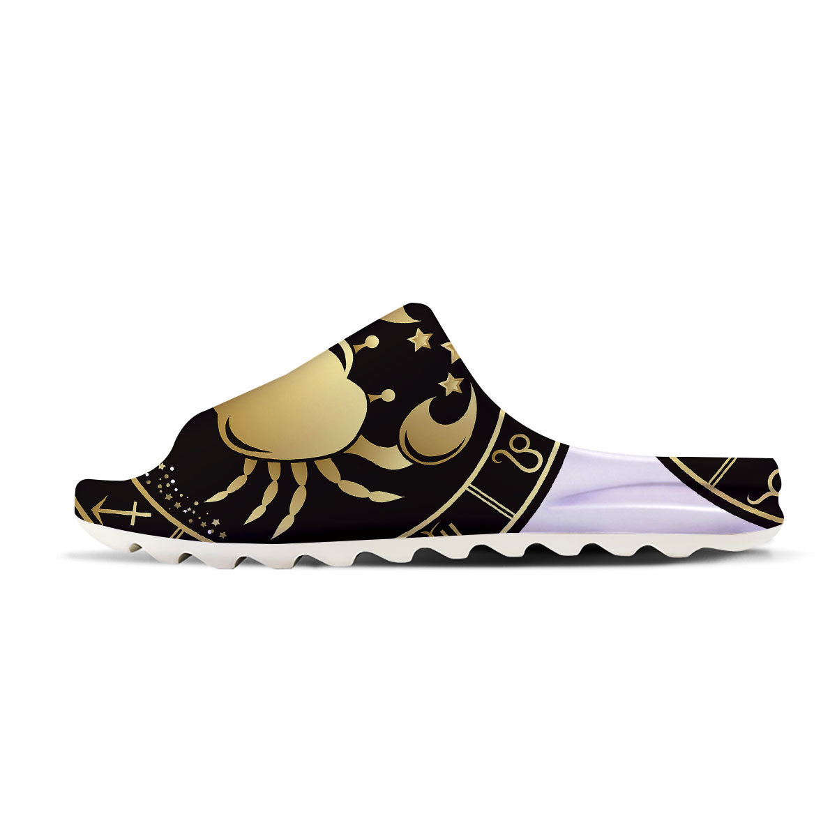 Cancer Sign Black And Gold Print Sandals-grizzshop