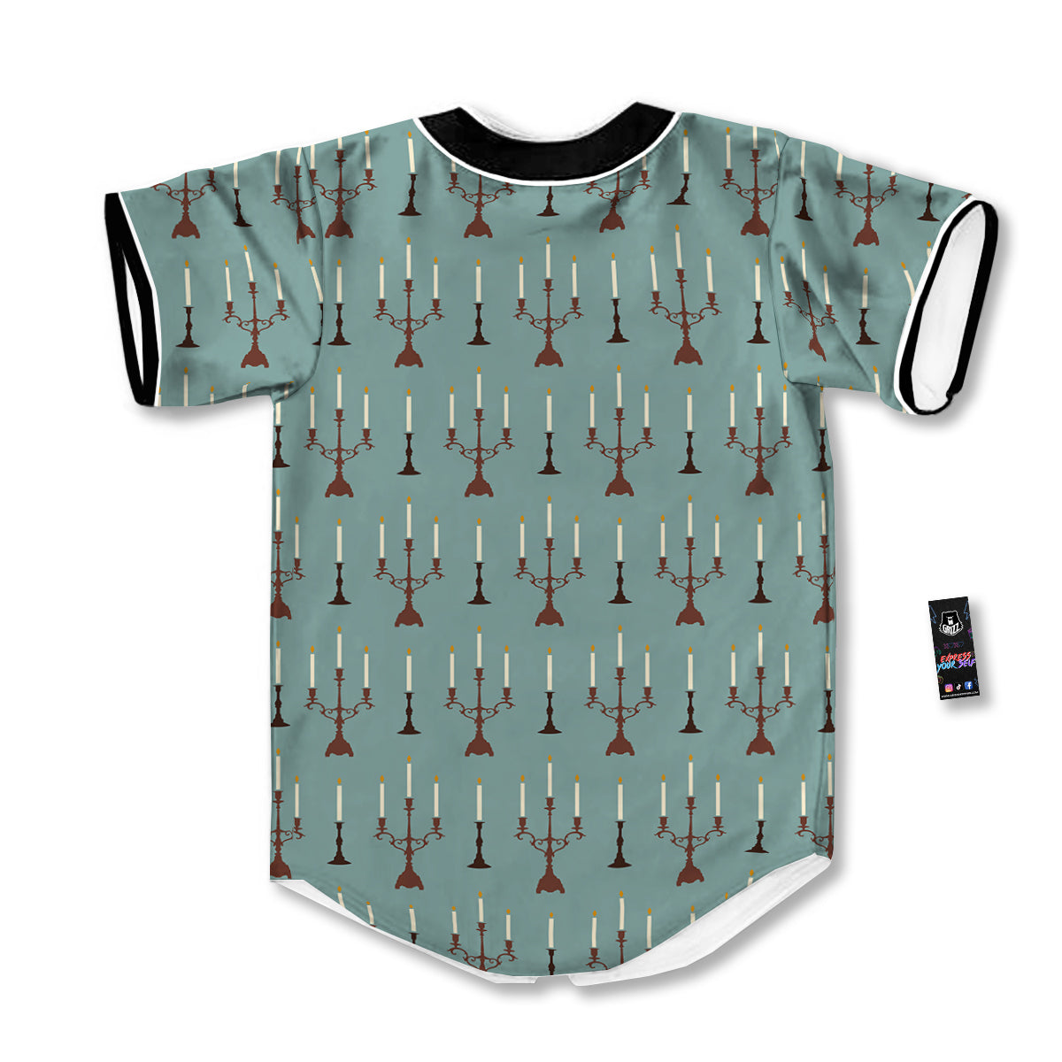 Candle Vintage Print Pattern Baseball Jersey-grizzshop