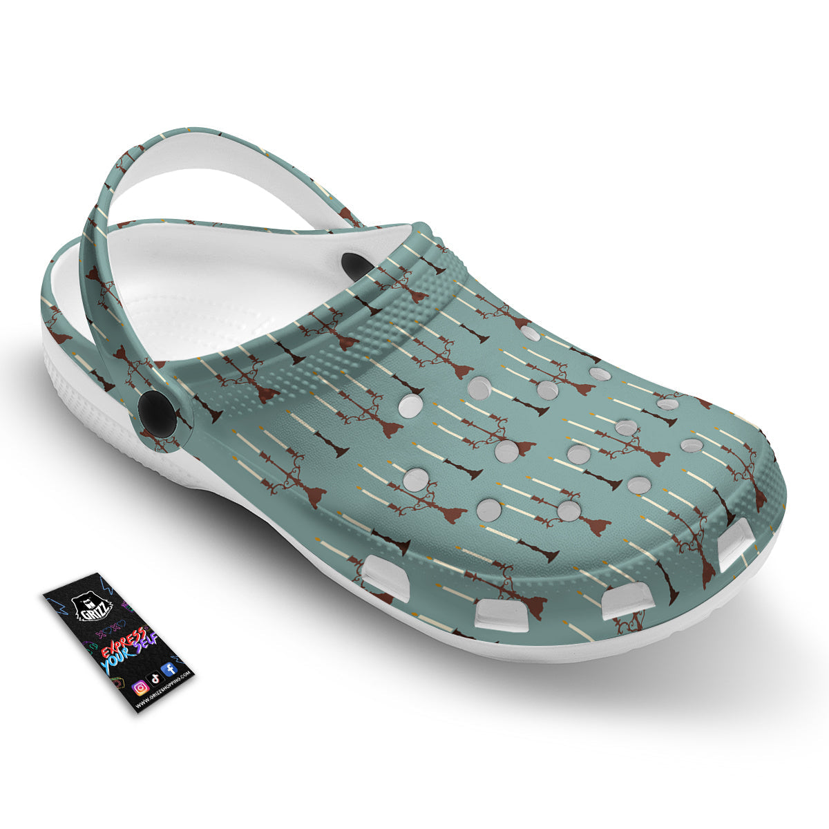 Candle Vintage Print Pattern Clog-grizzshop