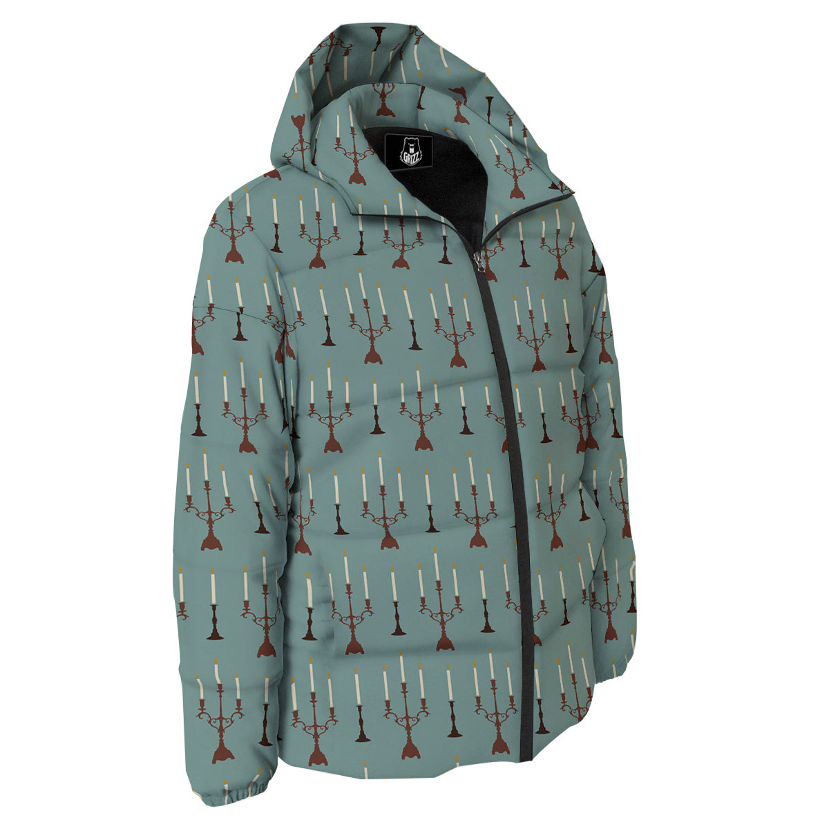 Candle Vintage Print Pattern Down Jacket-grizzshop