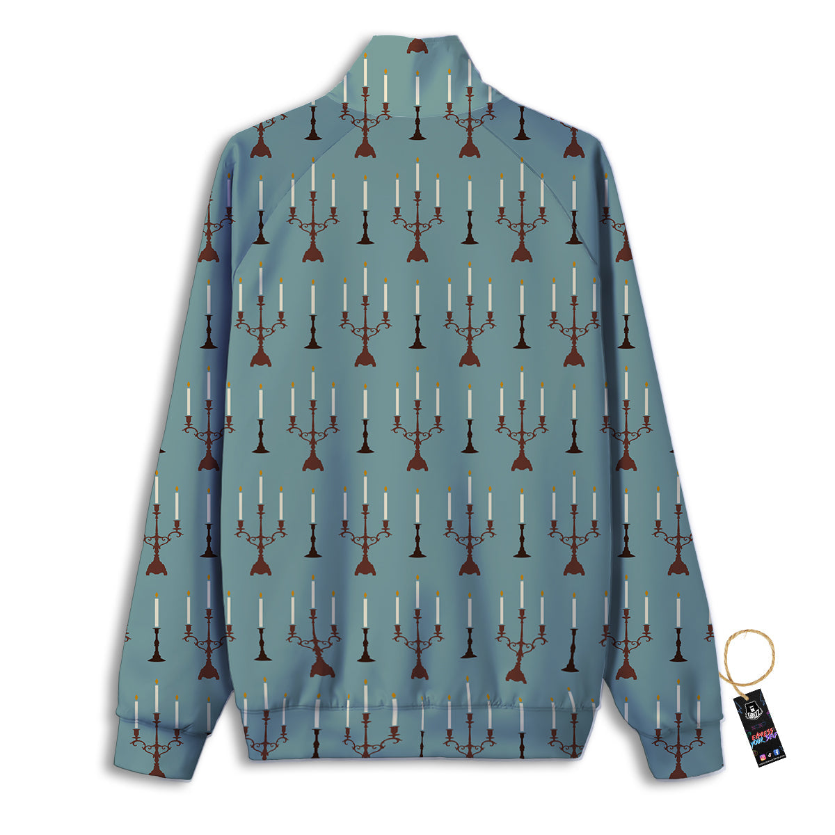 Candle Vintage Print Pattern Track Jacket-grizzshop