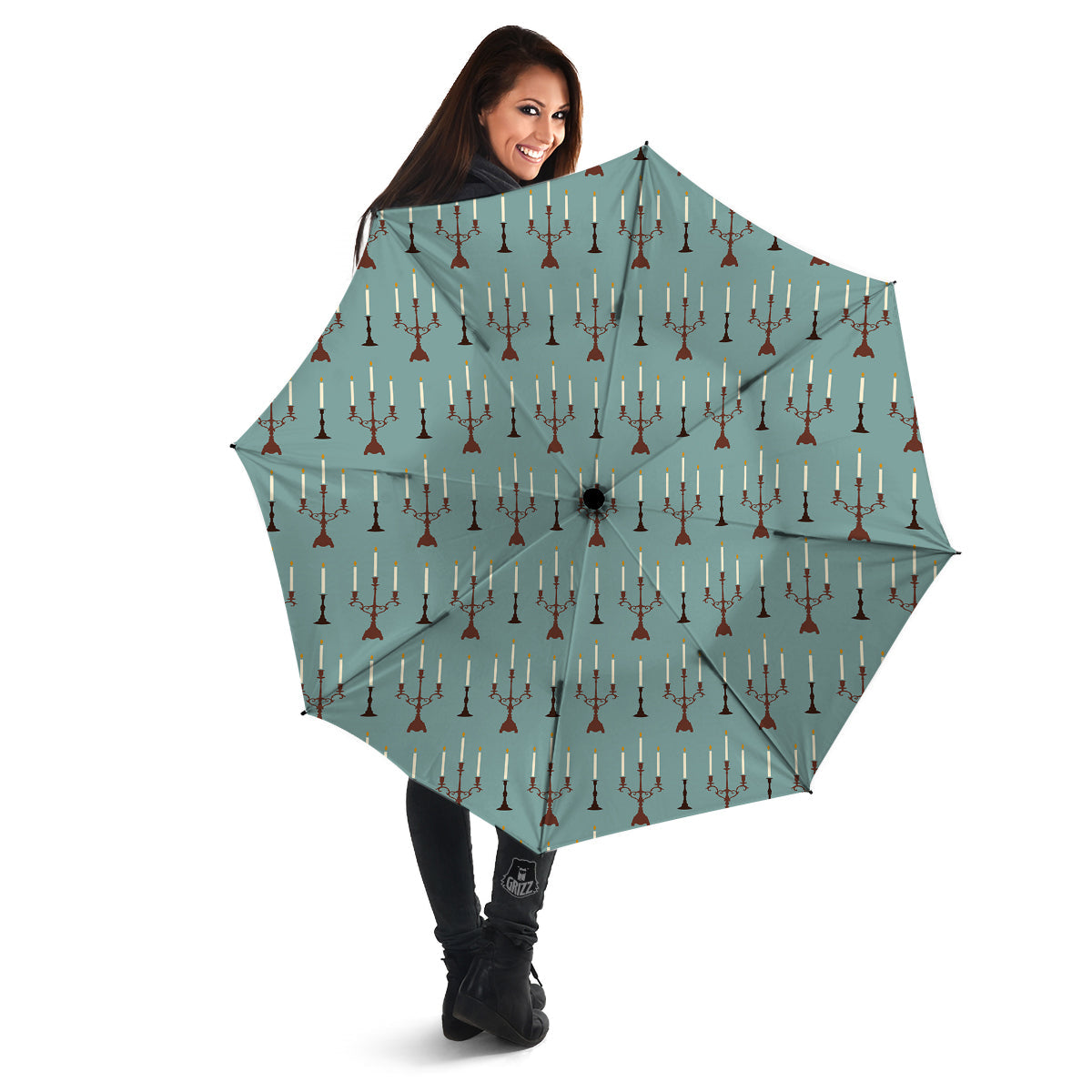 Candle Vintage Print Pattern Umbrella-grizzshop