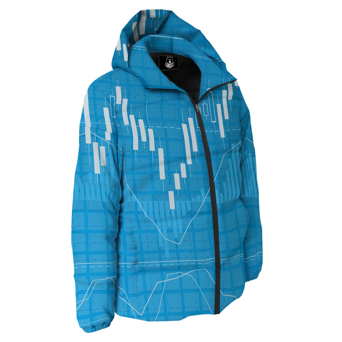 Candlestick Stock Market Print Down Jacket-grizzshop