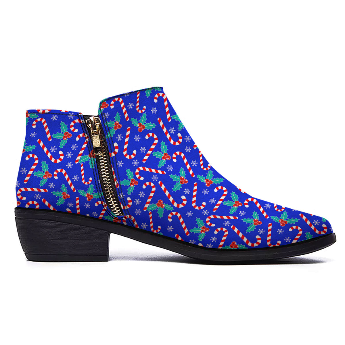 Candy And Christmas Berry Print Pattern Ankle Boots-grizzshop
