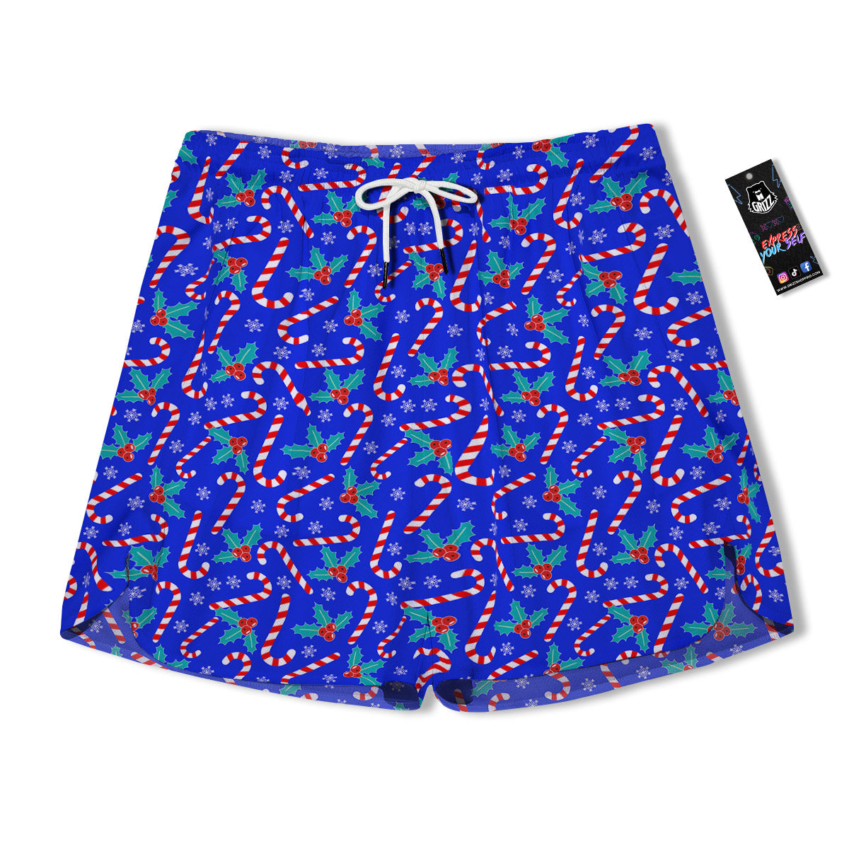 Candy And Christmas Berry Print Pattern Men's Running Shorts-grizzshop