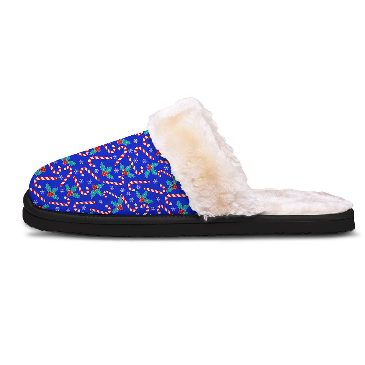 Candy And Christmas Berry Print Pattern Slippers-grizzshop