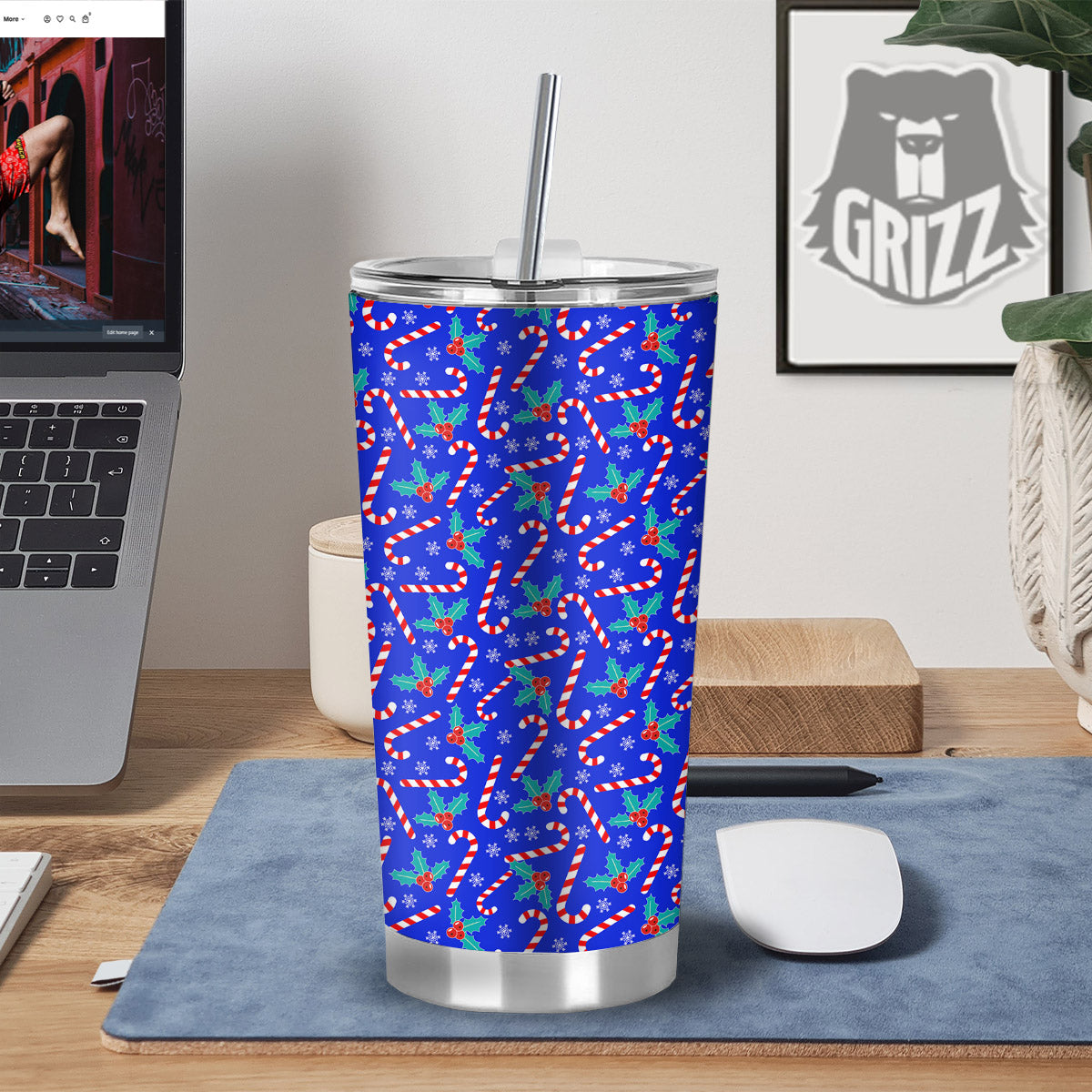 Candy And Christmas Berry Print Pattern Tumbler-grizzshop