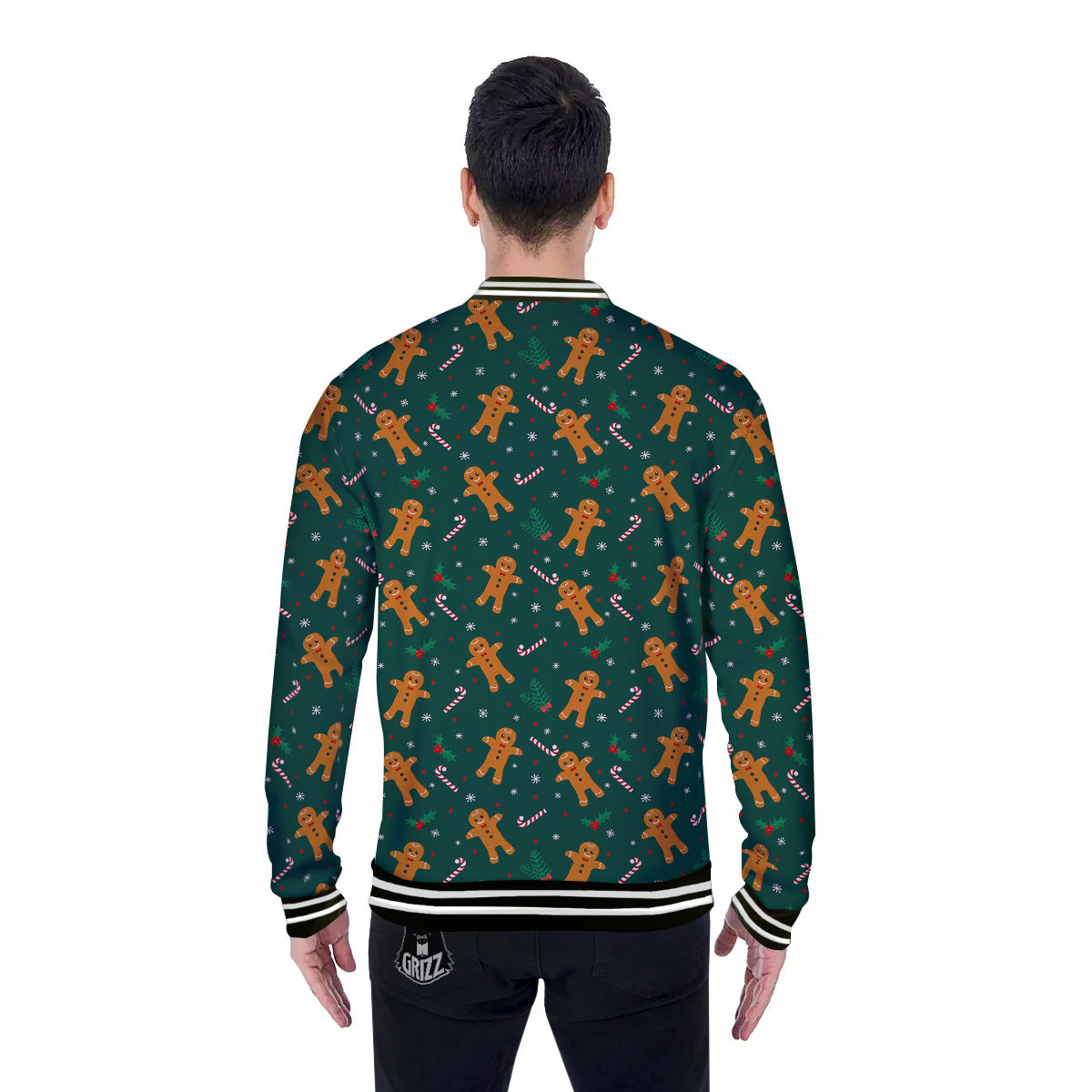 Candy And Christmas Cookie Print Pattern Baseball Jacket-grizzshop