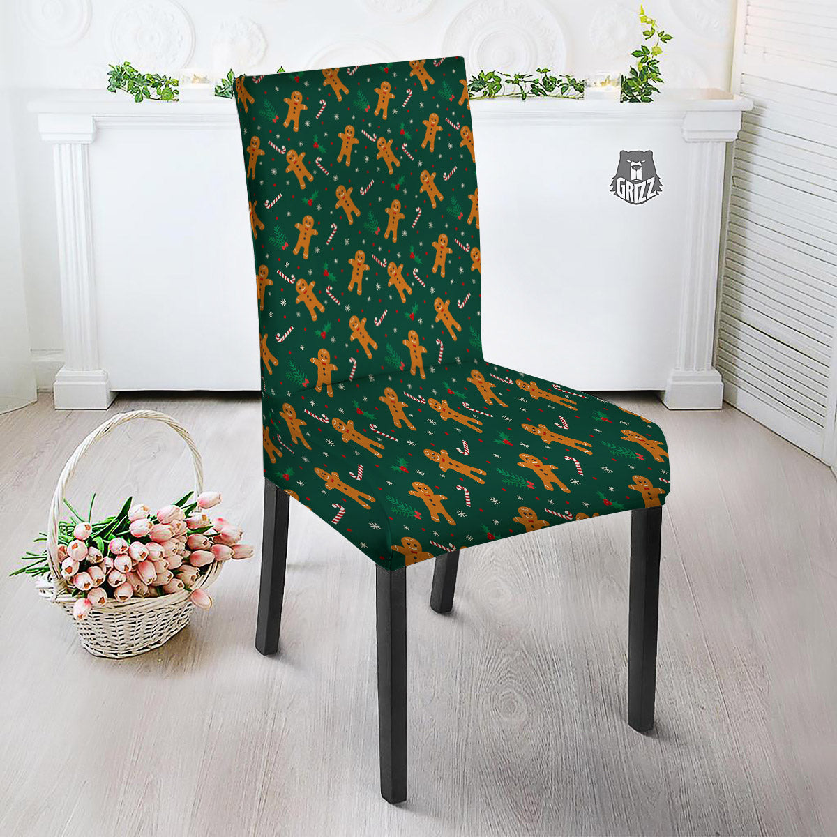 Candy And Christmas Cookie Print Pattern Dining Chair Slipcover-grizzshop