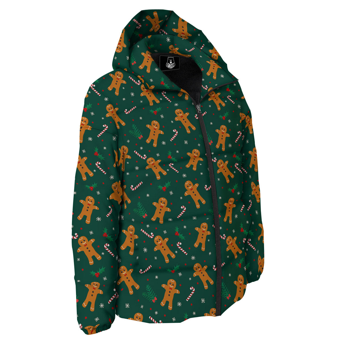 Candy And Christmas Cookie Print Pattern Down Jacket-grizzshop