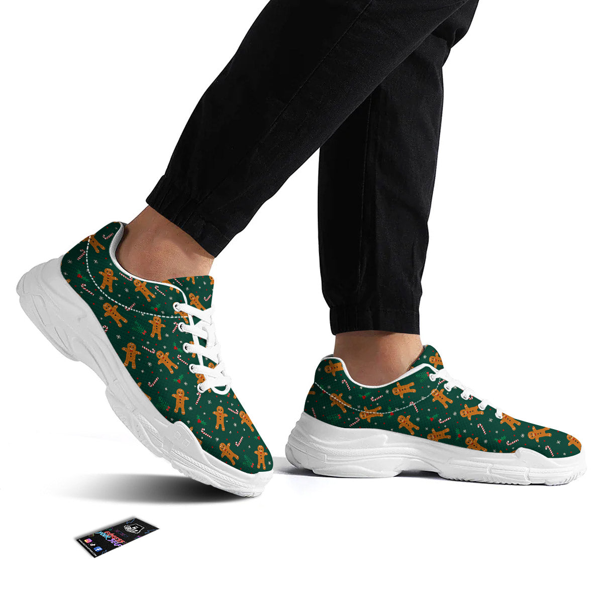 Candy And Christmas Cookie Print Pattern White Chunky Shoes-grizzshop