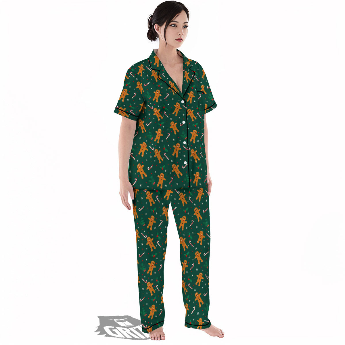 Candy And Christmas Cookie Print Pattern Women's Pajamas Set-grizzshop