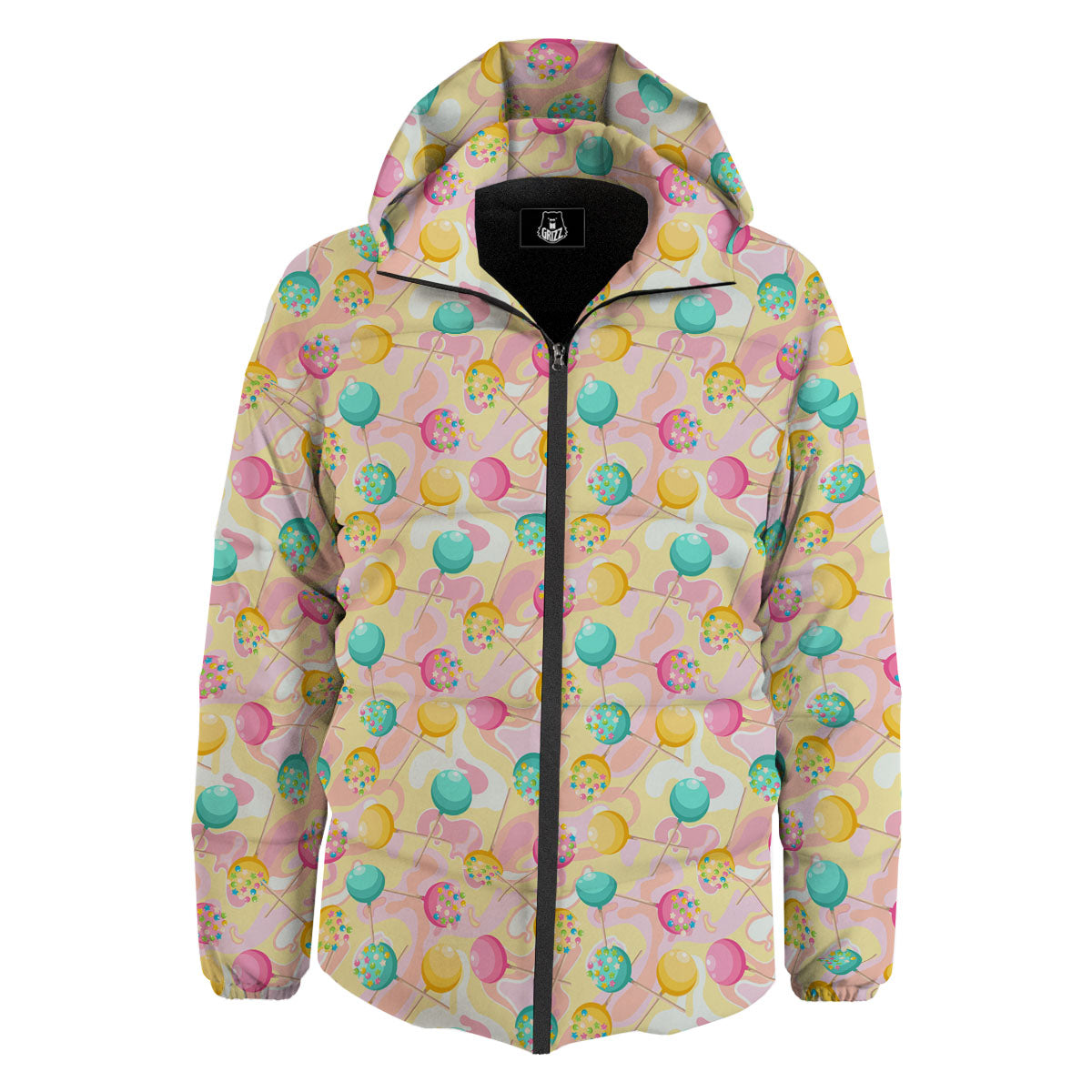 Candy And Colorful Lollipop Print Down Jacket-grizzshop