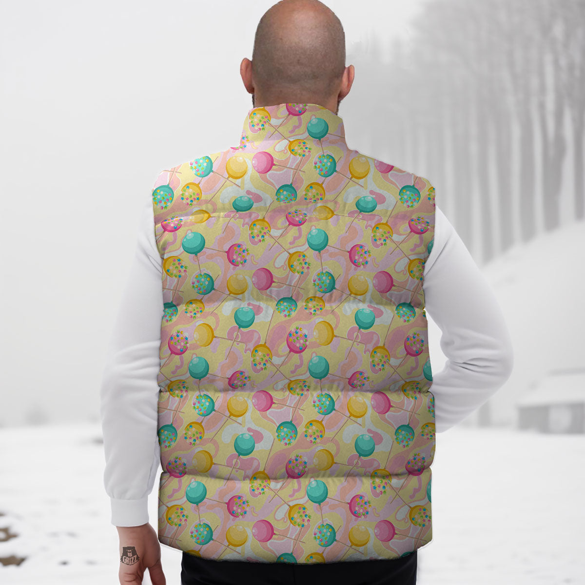 Candy And Colorful Lollipop Print Down Vest