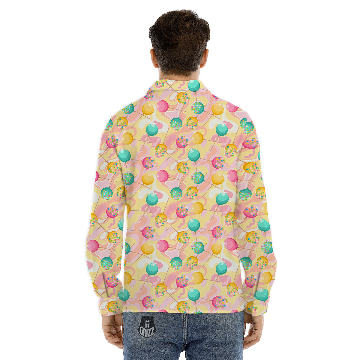 Candy And Colorful Lollipop Print Men's Dress Shirts-grizzshop