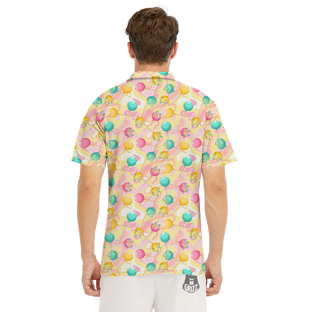 Candy And Colorful Lollipop Print Men's Golf Shirts-grizzshop