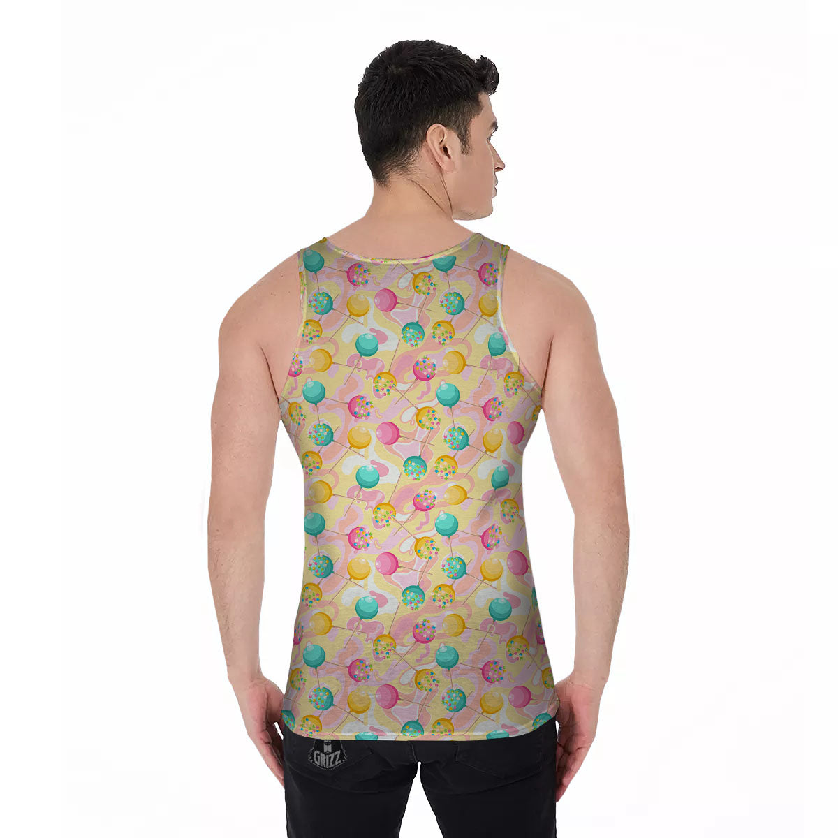 Candy And Colorful Lollipop Print Men's Tank Top-grizzshop