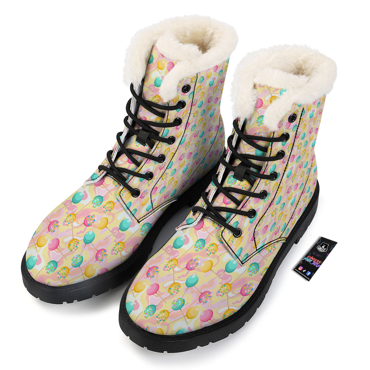 Candy And Colorful Lollipop Print Winter Boots-grizzshop