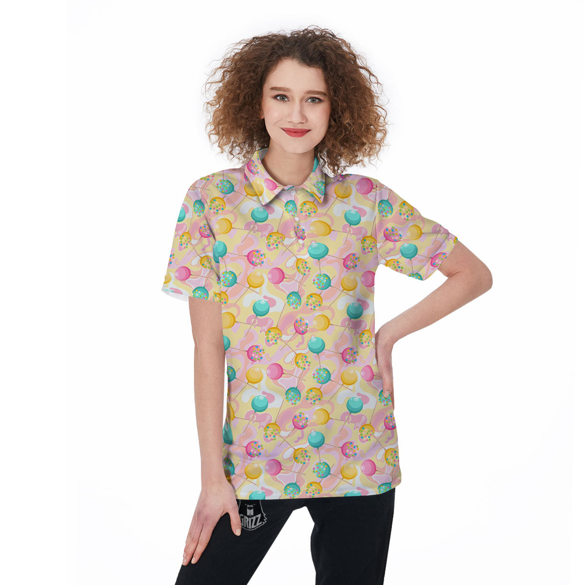 Candy And Colorful Lollipop Print Women's Golf Shirts-grizzshop