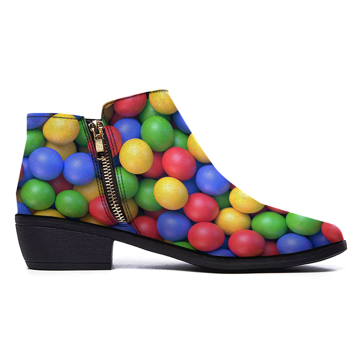 Candy Ball Colorful Print Ankle Boots-grizzshop