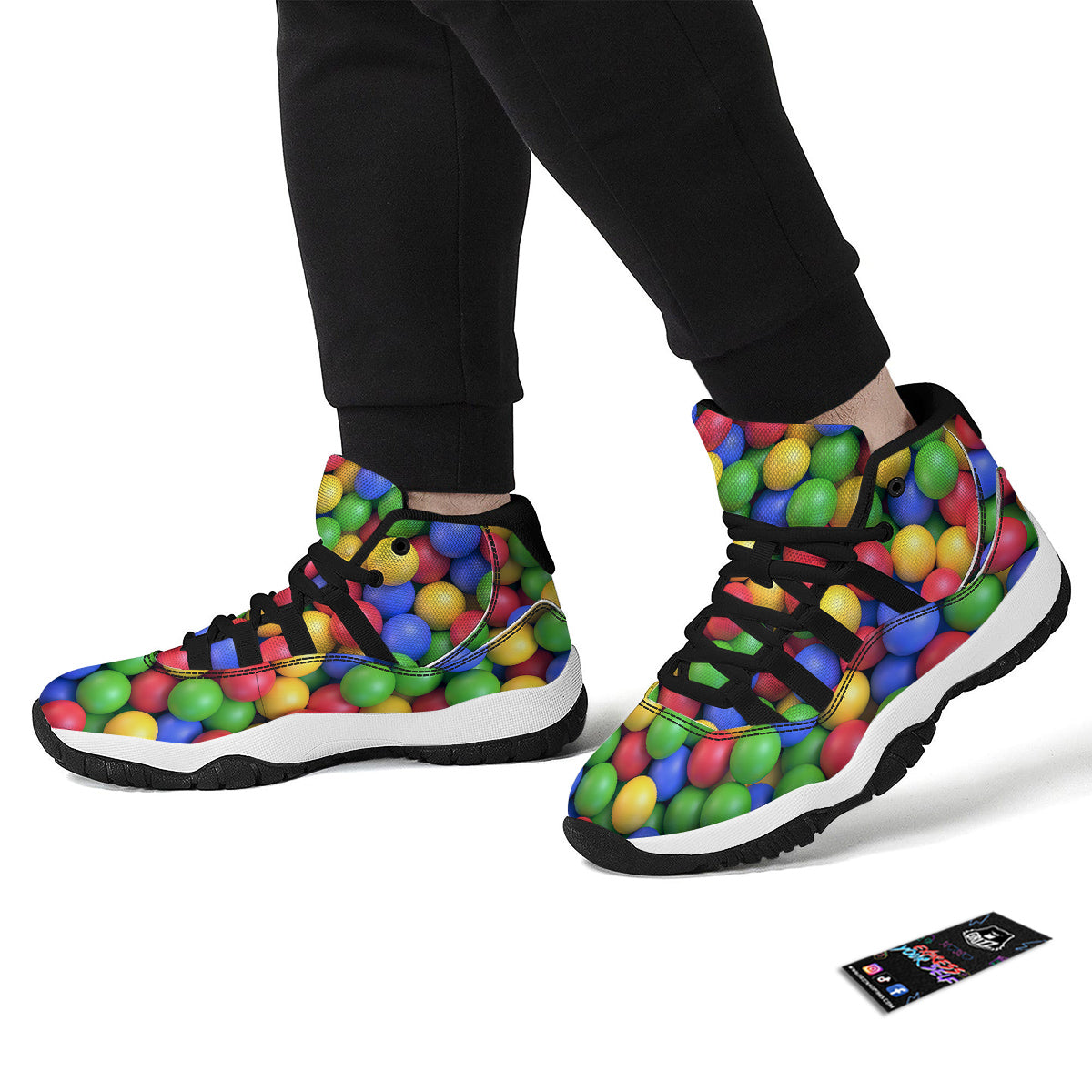 Candy Ball Colorful Print Black Bball Shoes-grizzshop
