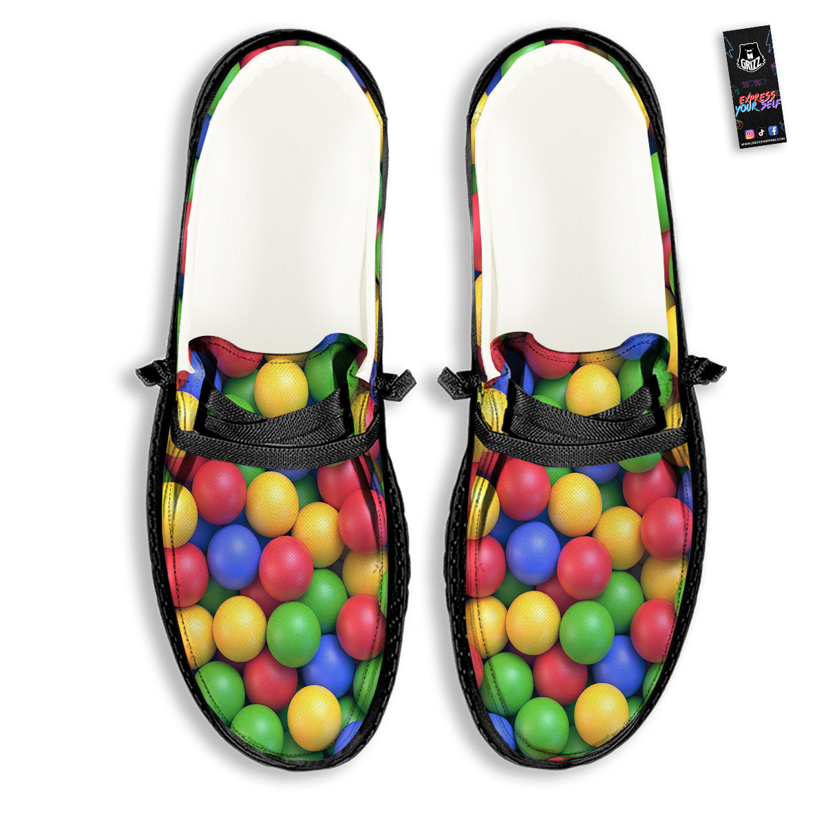 Candy Ball Colorful Print Black Loafers-grizzshop