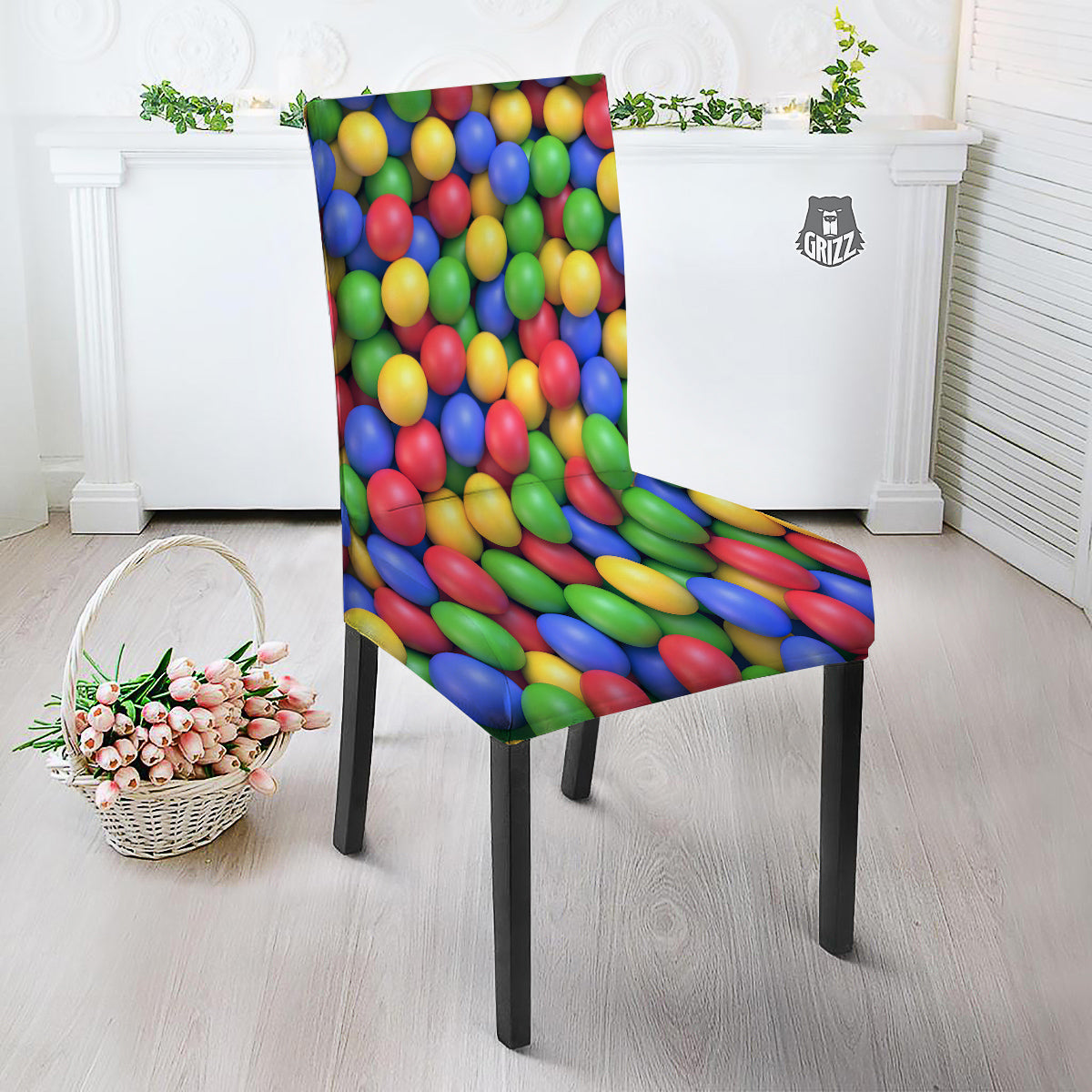 Candy Ball Colorful Print Dining Chair Slipcover-grizzshop