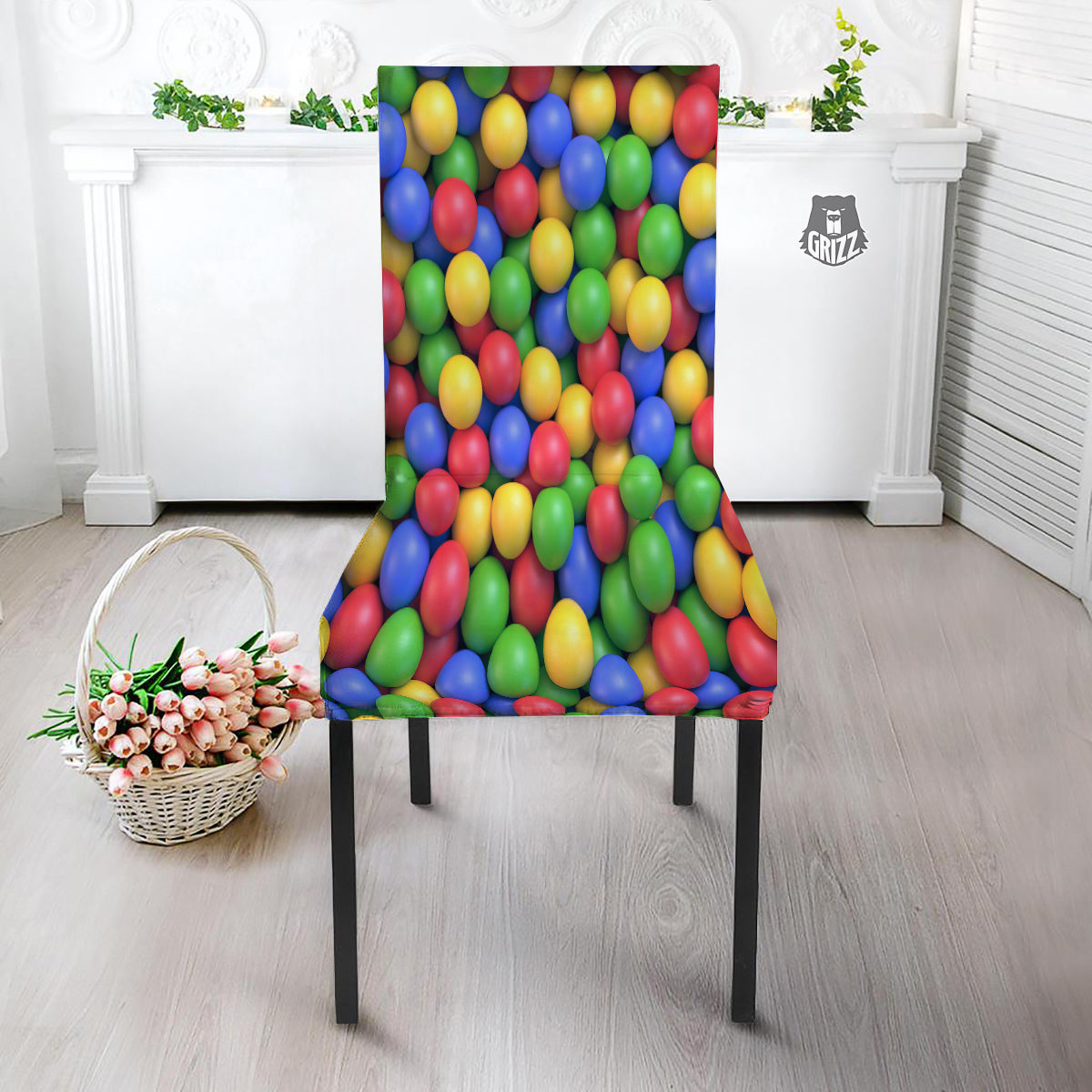 Candy Ball Colorful Print Dining Chair Slipcover-grizzshop