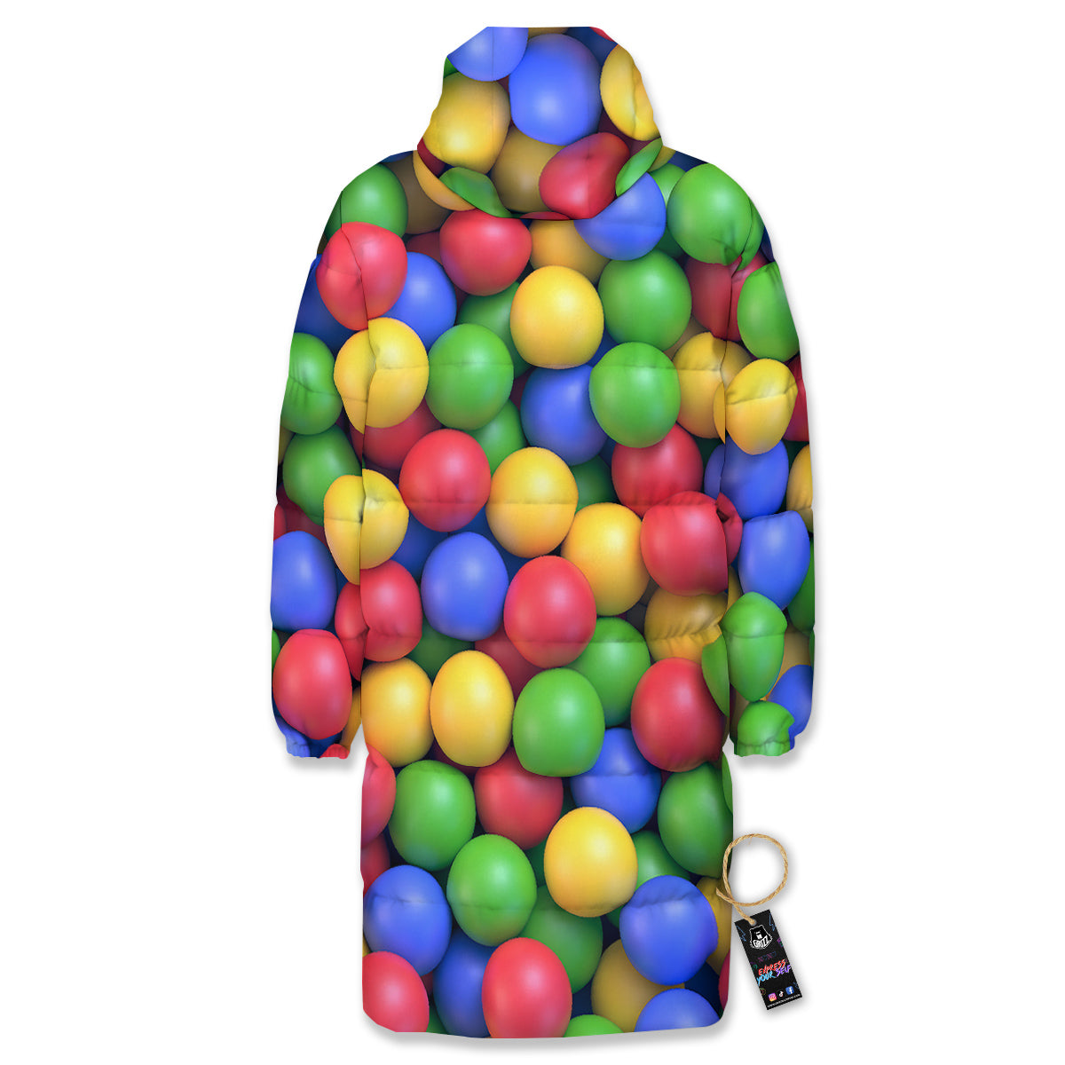 Candy Ball Colorful Print Long Down Jacket-grizzshop