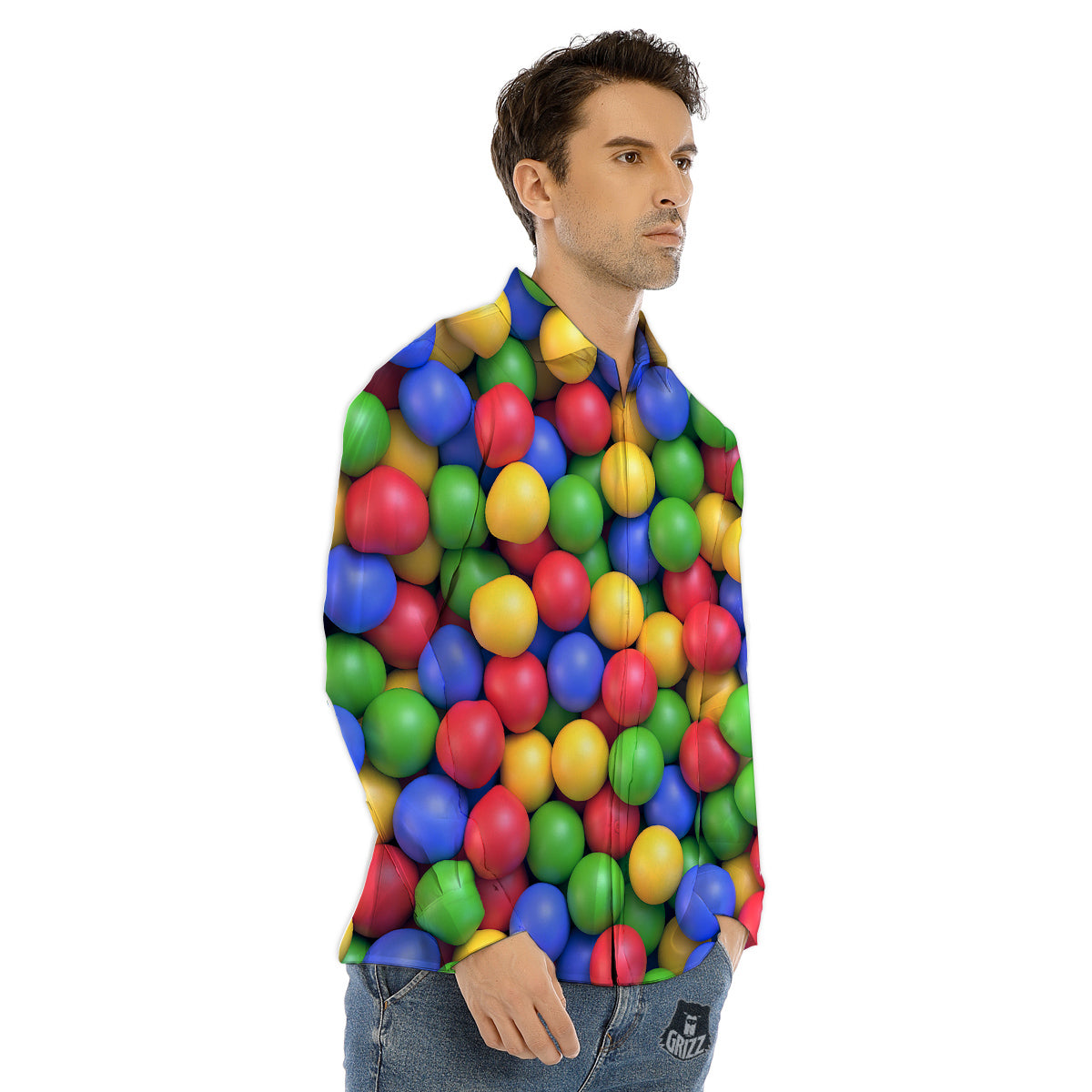 Candy Ball Colorful Print Men's Dress Shirts-grizzshop