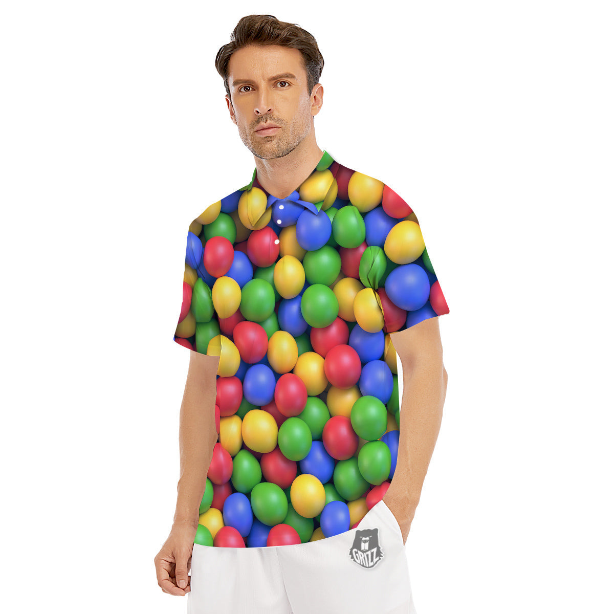Candy Ball Colorful Print Men's Golf Shirts-grizzshop