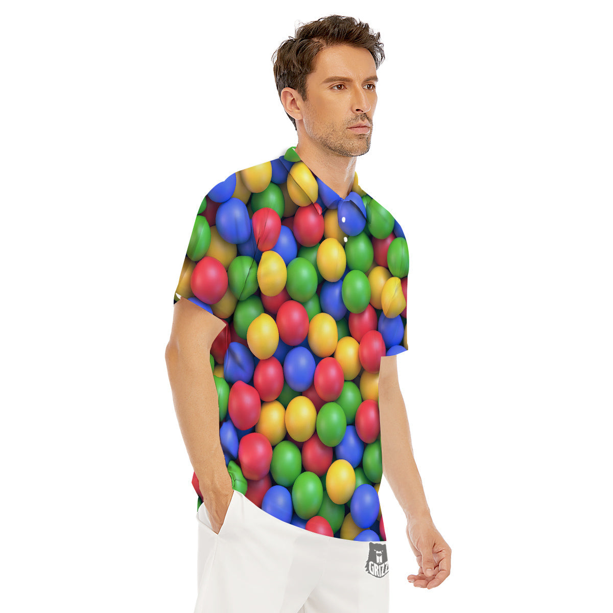 Candy Ball Colorful Print Men's Golf Shirts-grizzshop