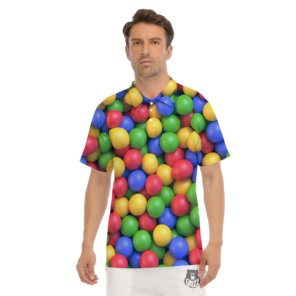 Candy Ball Colorful Print Men's Golf Shirts-grizzshop