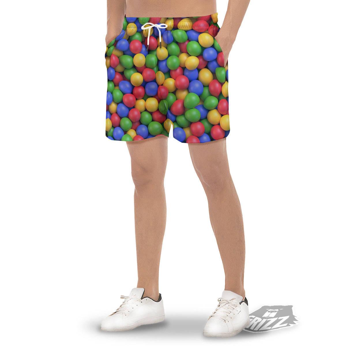 Candy Ball Colorful Print Men's Gym Shorts-grizzshop