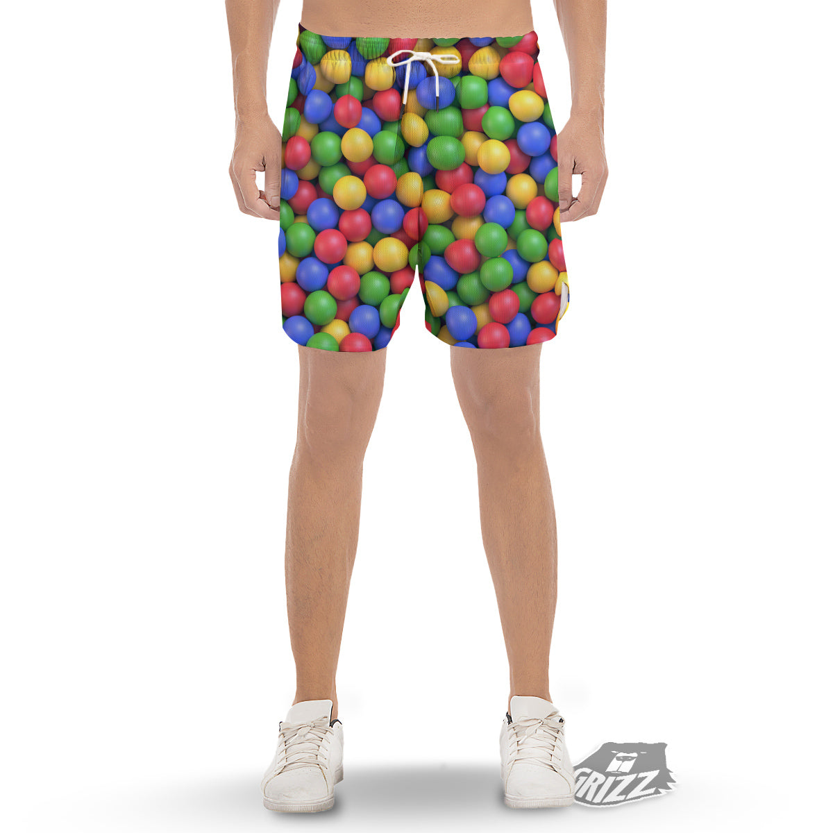 Candy Ball Colorful Print Men's Gym Shorts-grizzshop