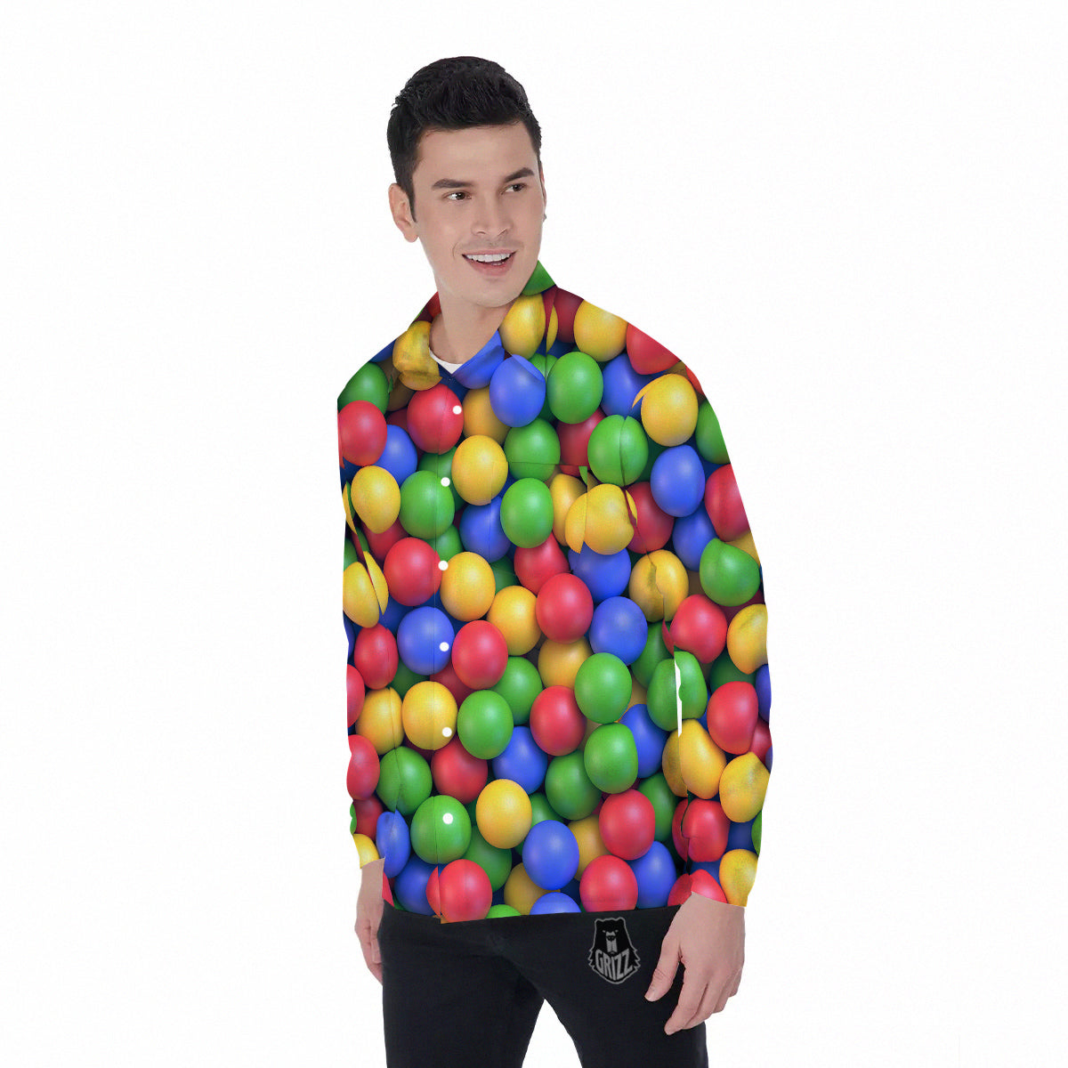 Candy Ball Colorful Print Men's Long Sleeve Shirts-grizzshop