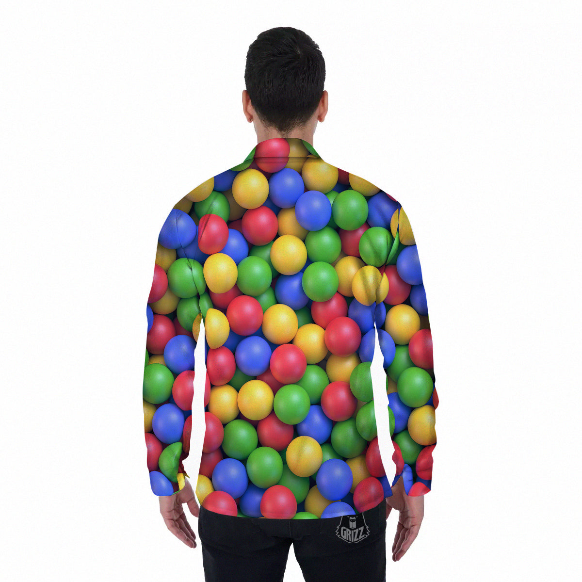 Candy Ball Colorful Print Men's Long Sleeve Shirts-grizzshop