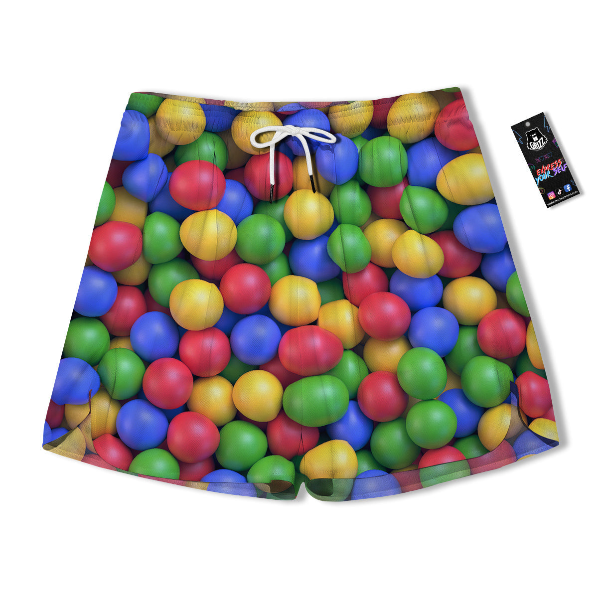 Candy Ball Colorful Print Men's Running Shorts-grizzshop