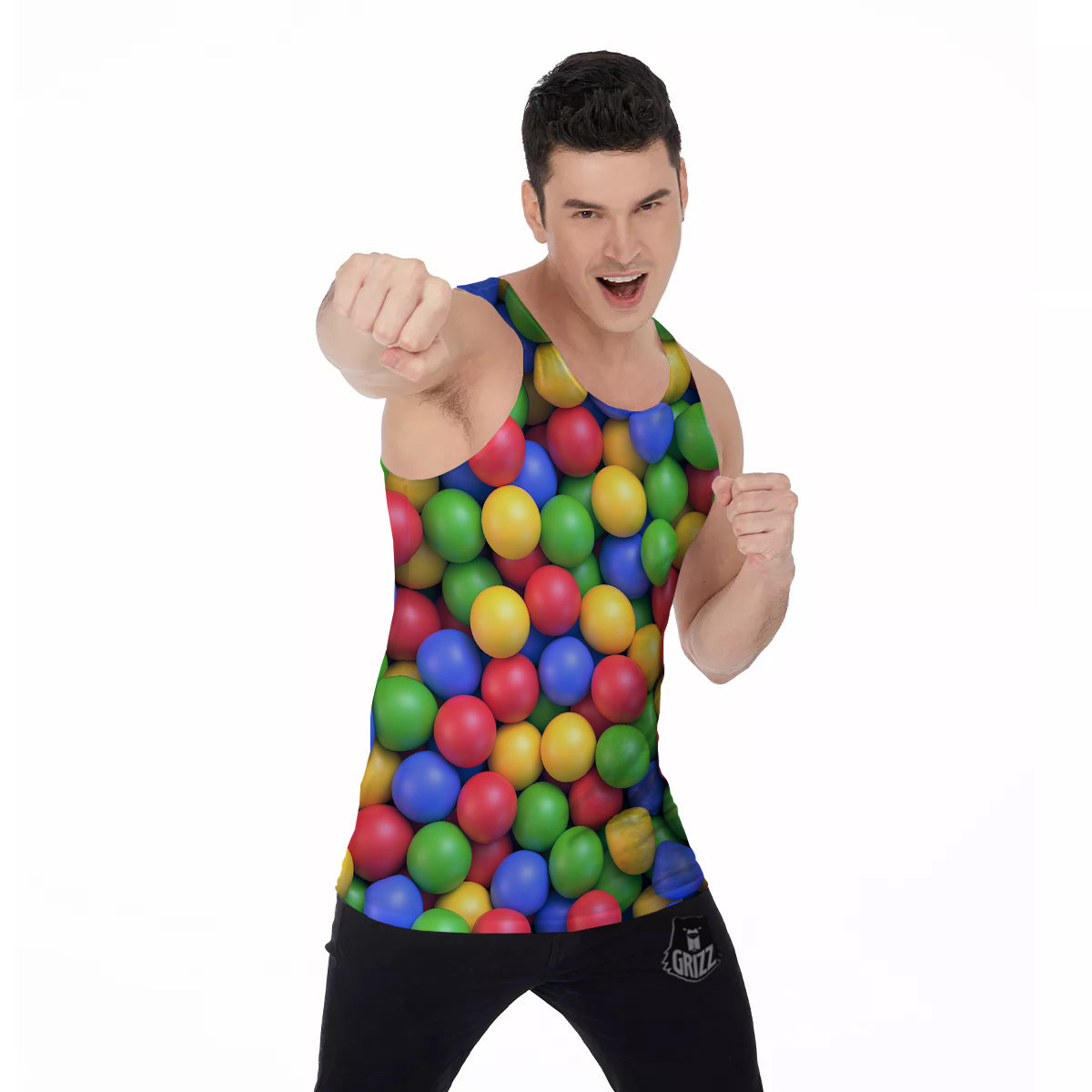 Candy Ball Colorful Print Men's Tank Top-grizzshop