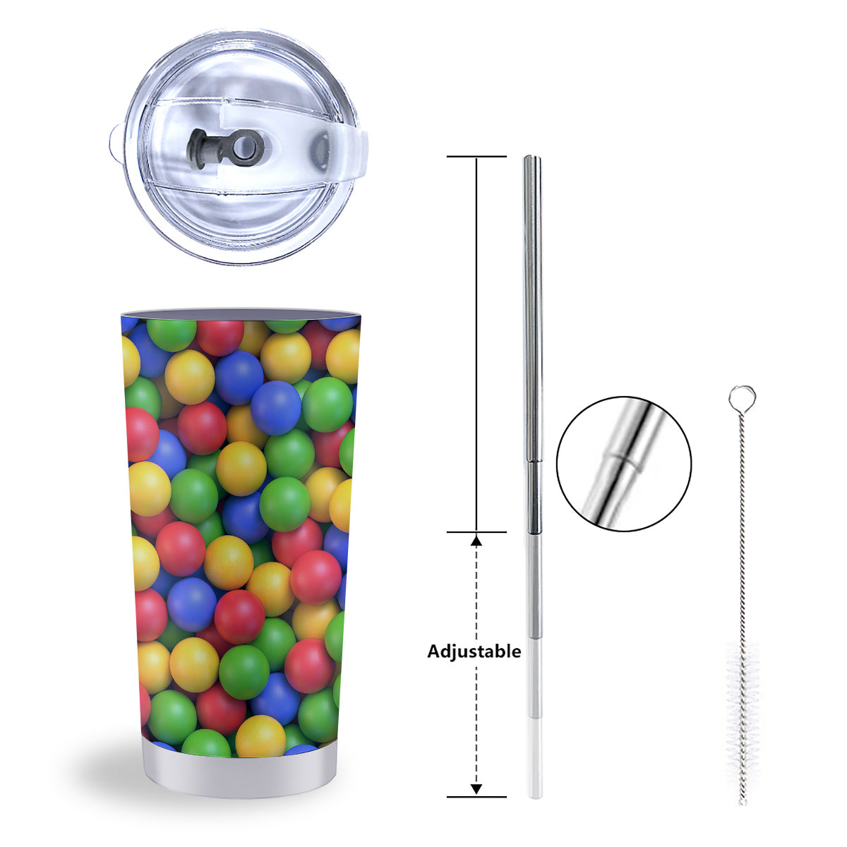 Candy Ball Colorful Print Tumbler-grizzshop