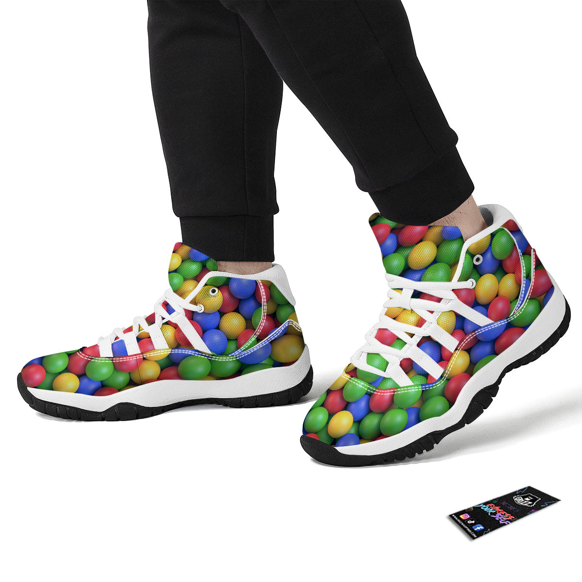 Candy Ball Colorful Print White Bball Shoes-grizzshop