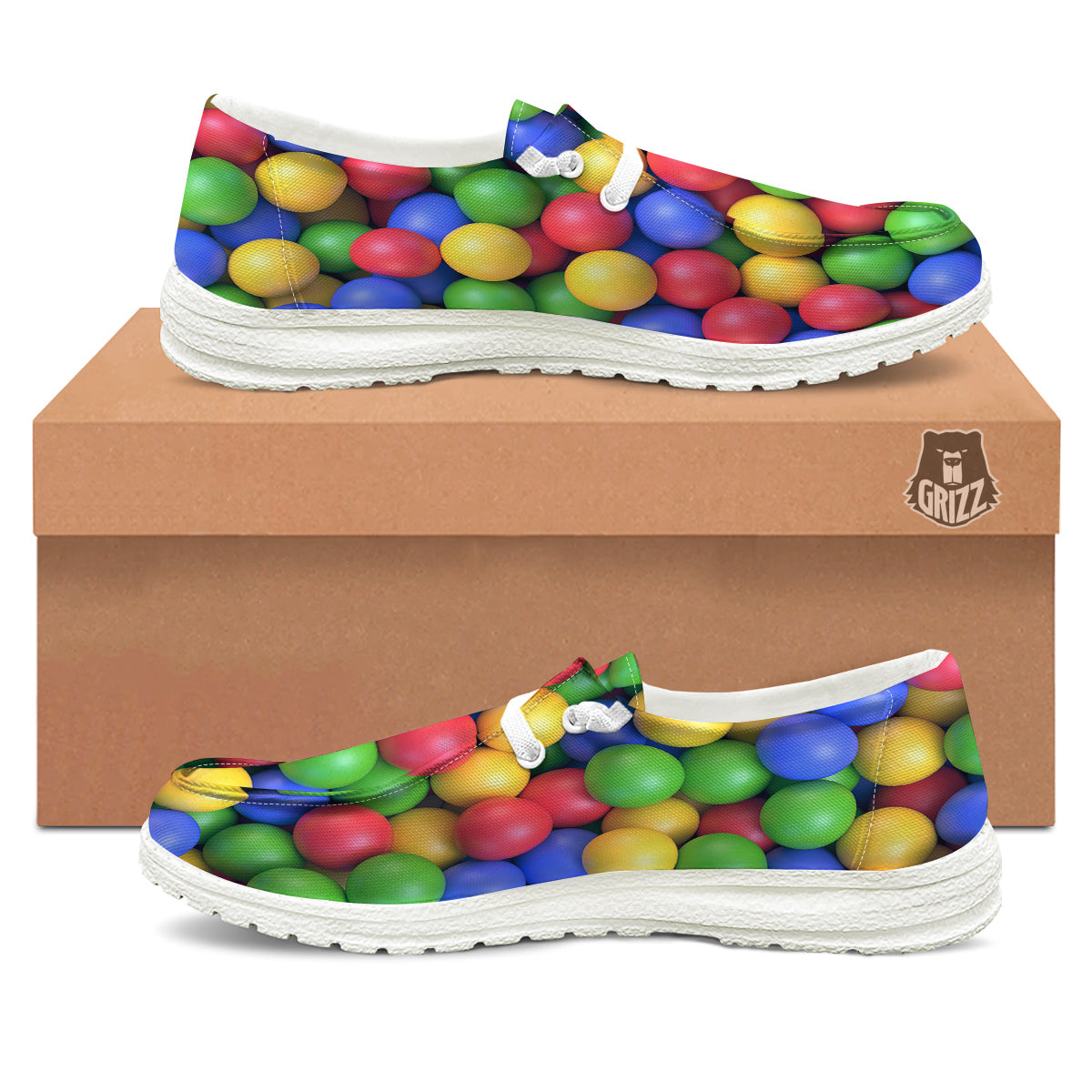 Candy Ball Colorful Print White Loafers-grizzshop