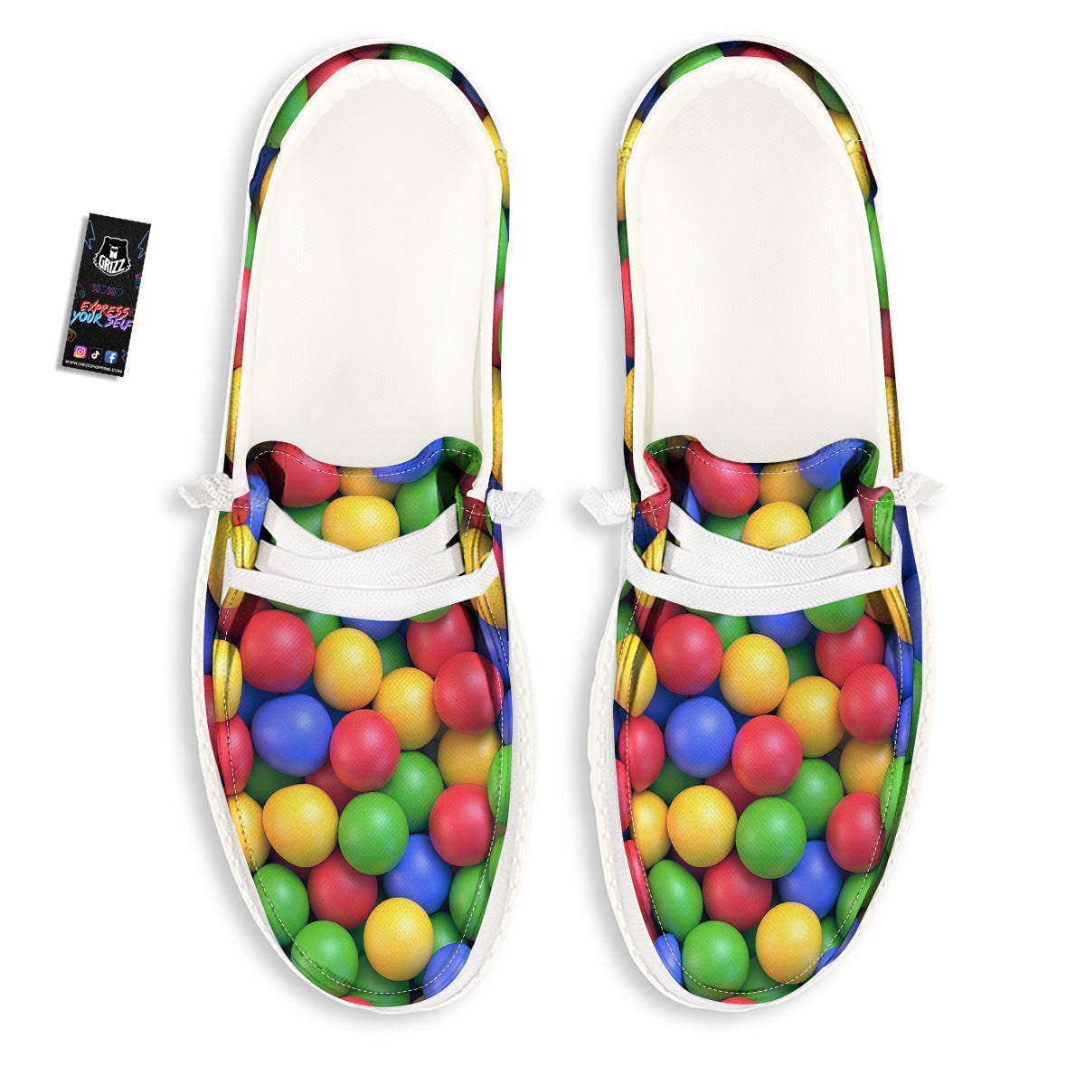 Candy Ball Colorful Print White Loafers-grizzshop