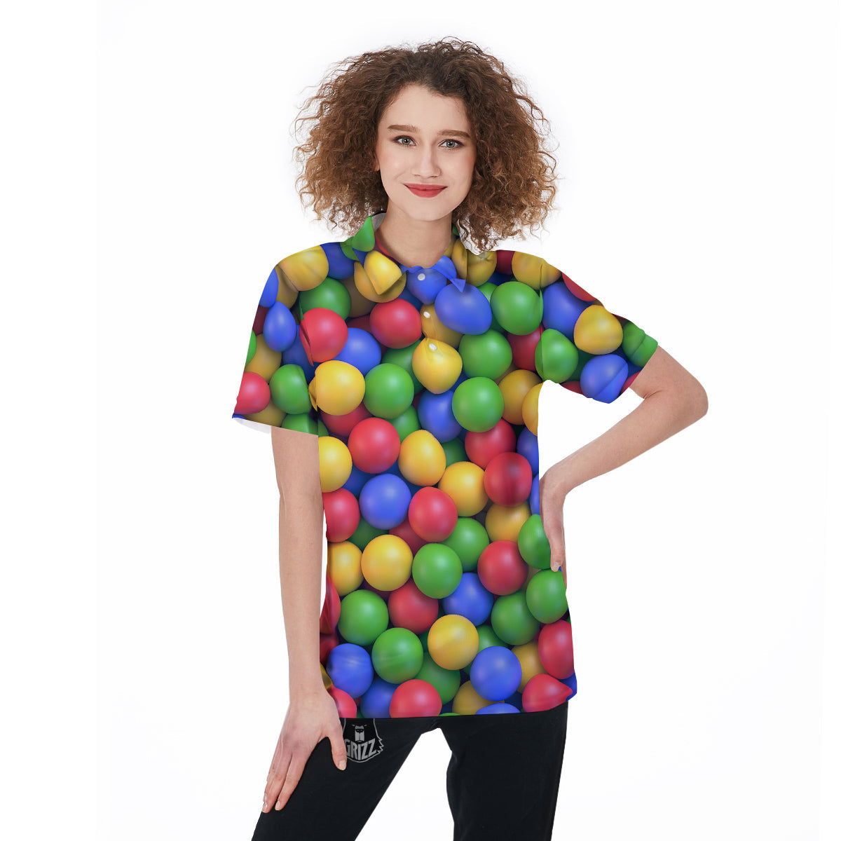 Candy Ball Colorful Print Women's Golf Shirts-grizzshop