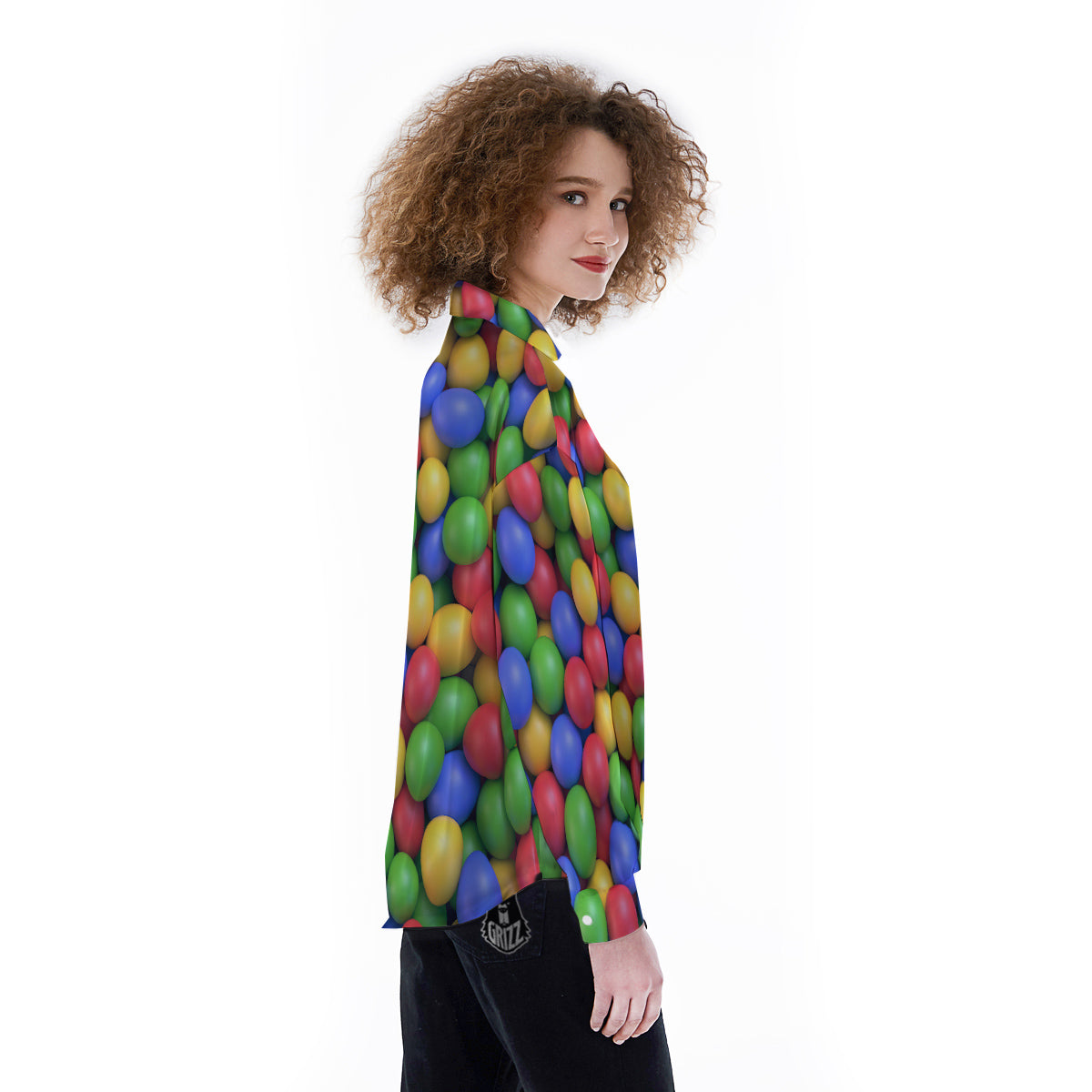 Candy Ball Colorful Print Women's Long Sleeve Shirts-grizzshop