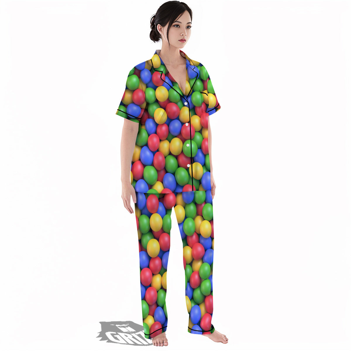Candy Ball Colorful Print Women's Pajamas Set-grizzshop