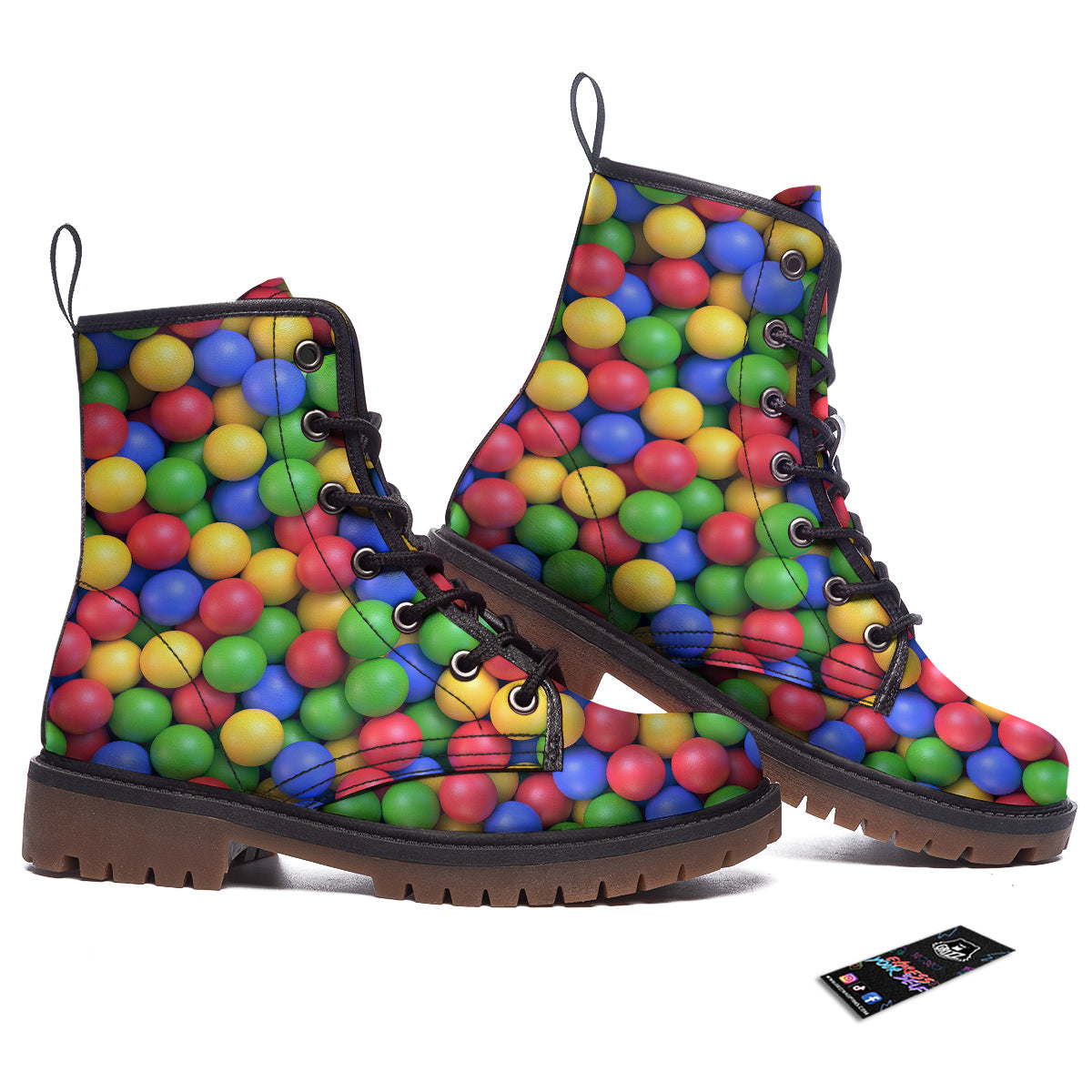 Candy Ball Colorful Print Work Boots-grizzshop